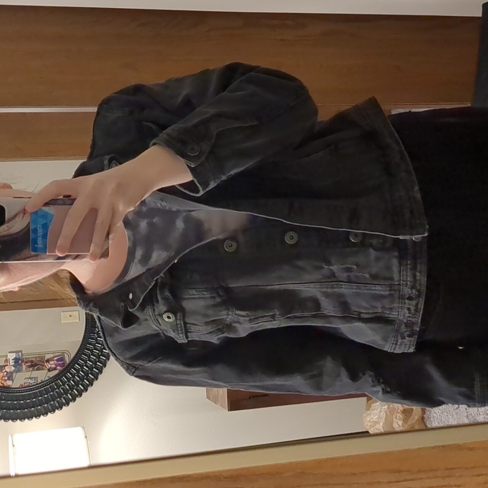 Distressed Black Jean Jacket